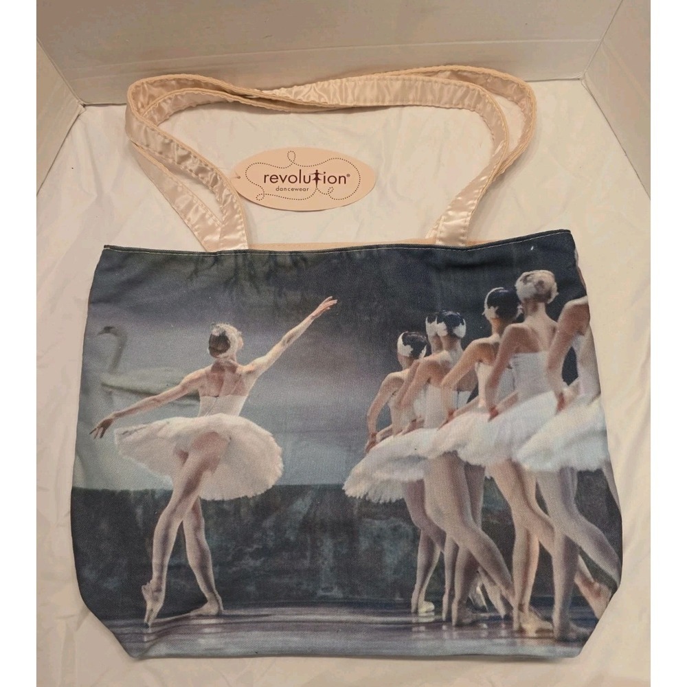 Revolution Dancewear Swan Lake Ballerina Canvas Tote Bag Dance Class NWT...
